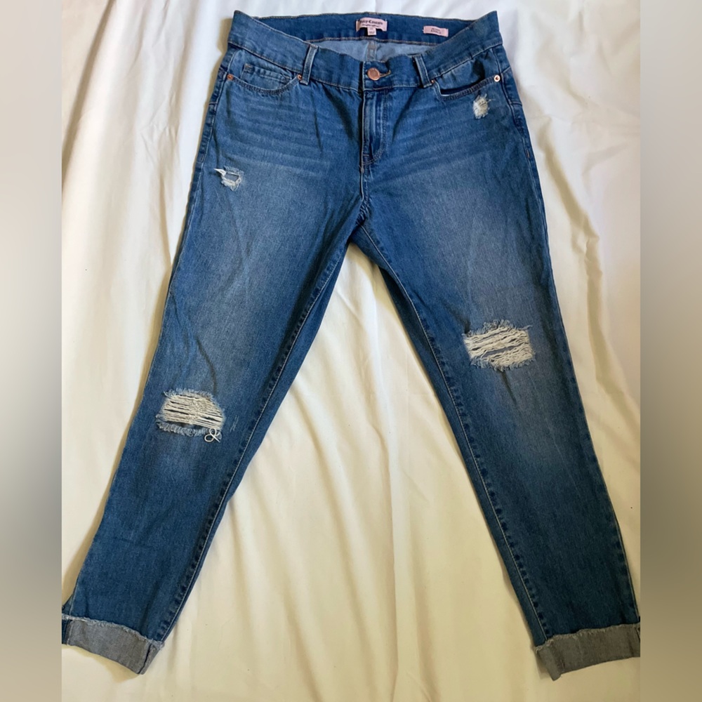 Juicy Couture Blue Distressed Boyfriend Jeans